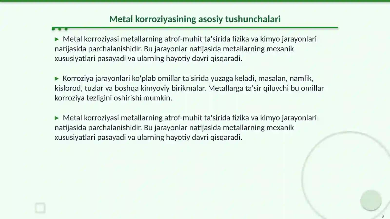 Metal korroziyasi turlari va korroziyadan himoya usullari 3