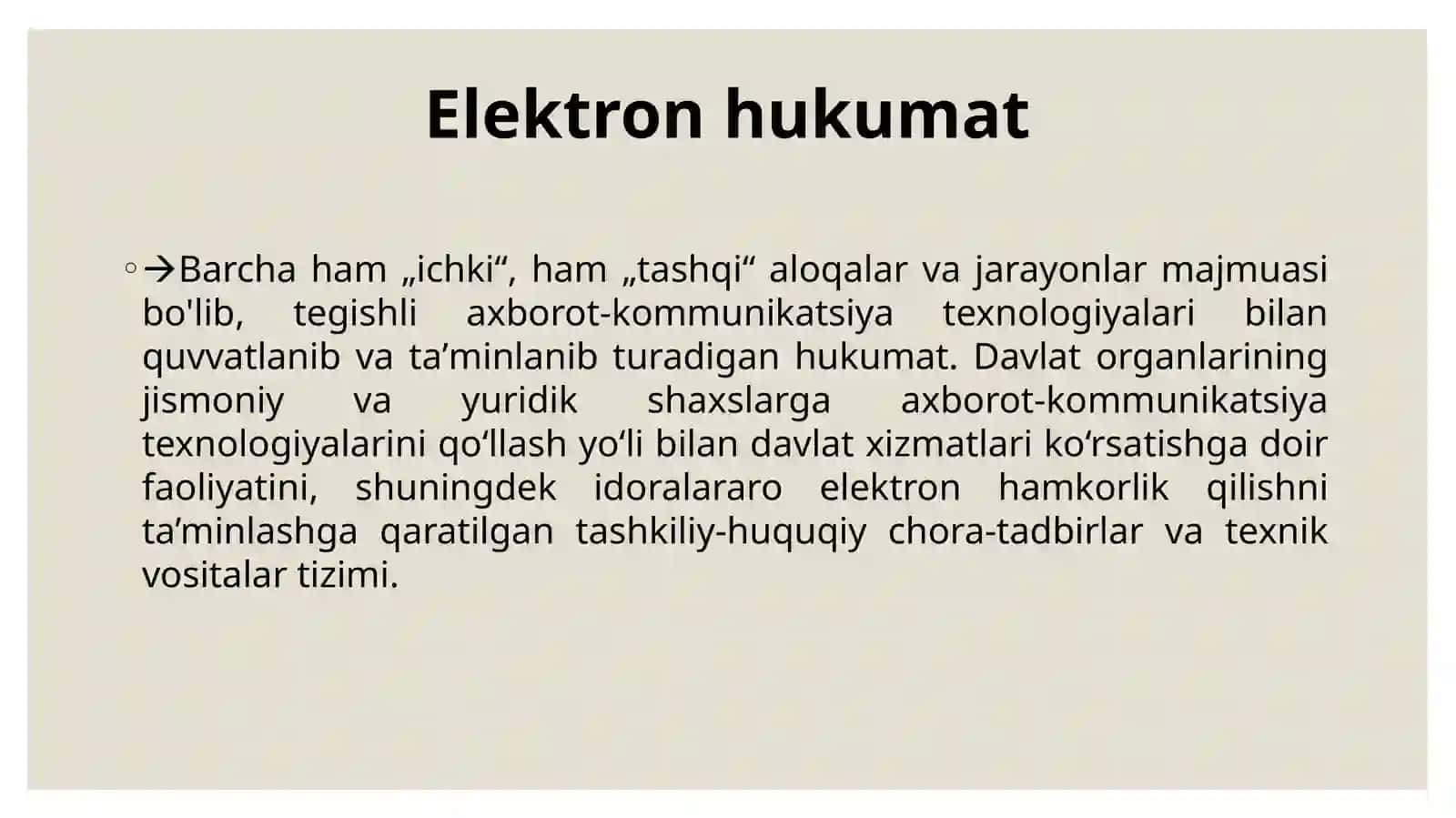 Elektron hukumatning elementlari va amaldagi loyihalari 3
