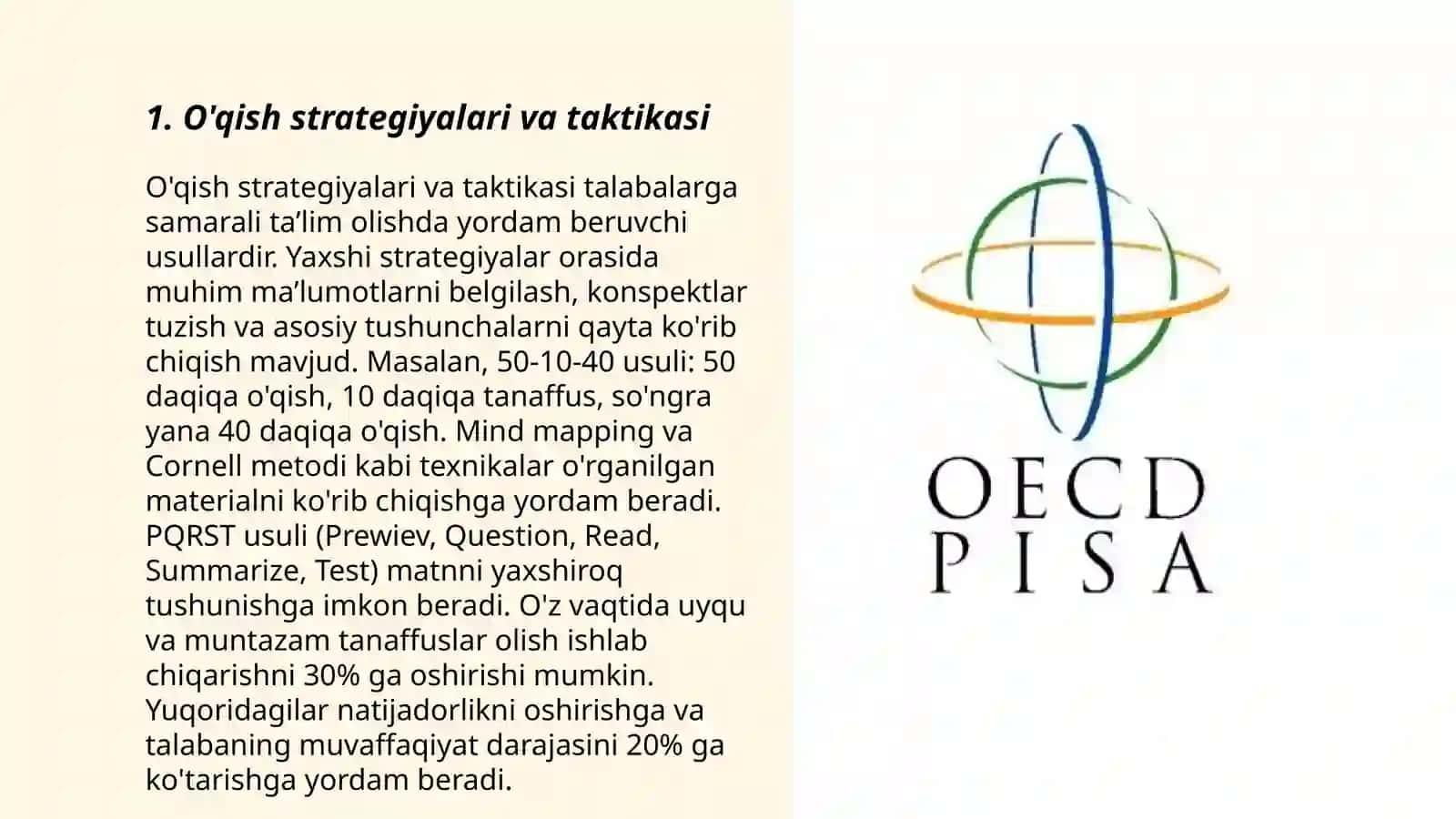 Pisa xalqaro dasturida foydalanadigan matnlar ustida topshiriqlar ishlab chiqish 3