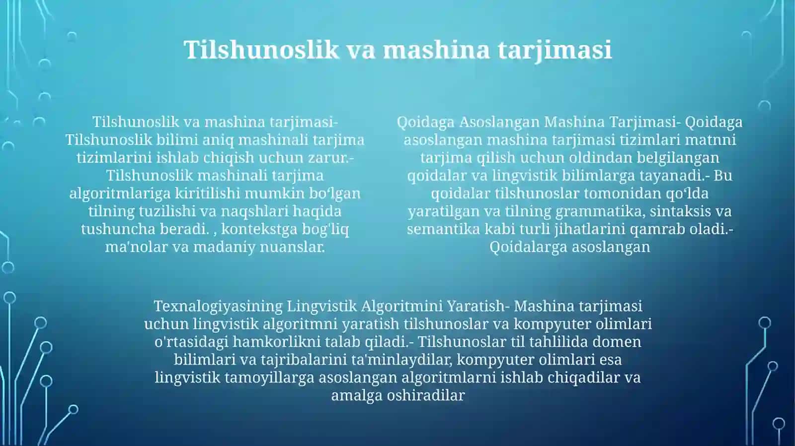 Qoidaga Asoslangan Mashina Tarjimasi Texnalogiyasining Lingvistik Algoritmini Yaratish. 3