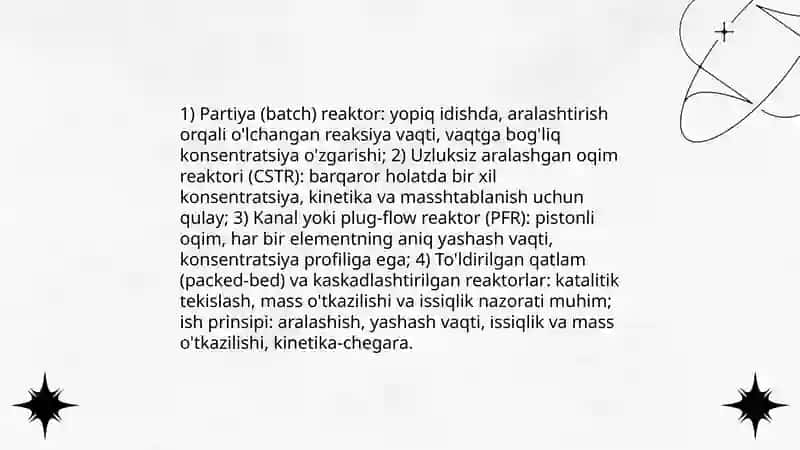 Suyuq faza va gaz fazali jarayonlari uchun rektorlar 3
