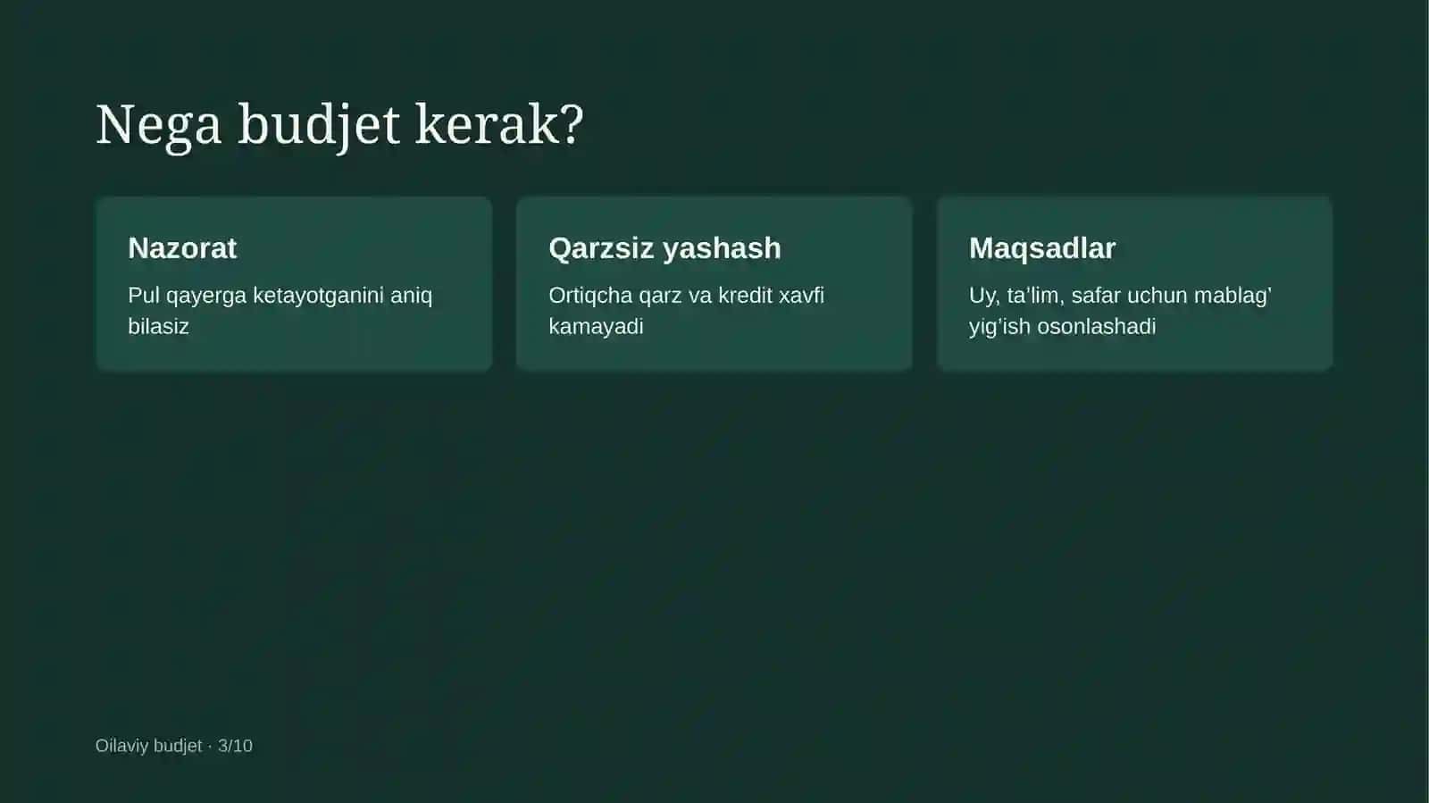 Daromad va xarajatlarni oqilona boshqarish 3
