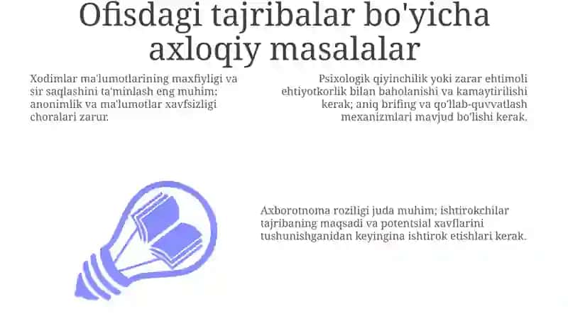 "Ofisdagi tajribalar bo'yicha axloqiy masalalar" 3