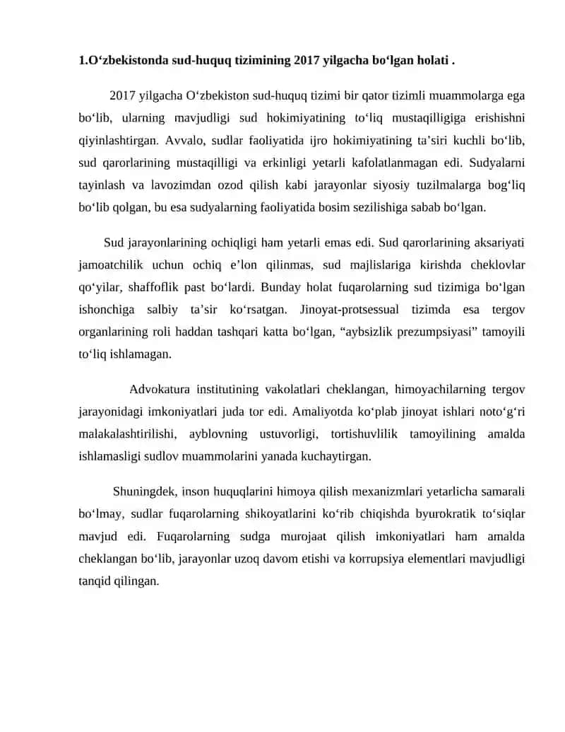 Adolatli sud tizimi yo’lida sud-huquq sohasidagi islohatlar 3