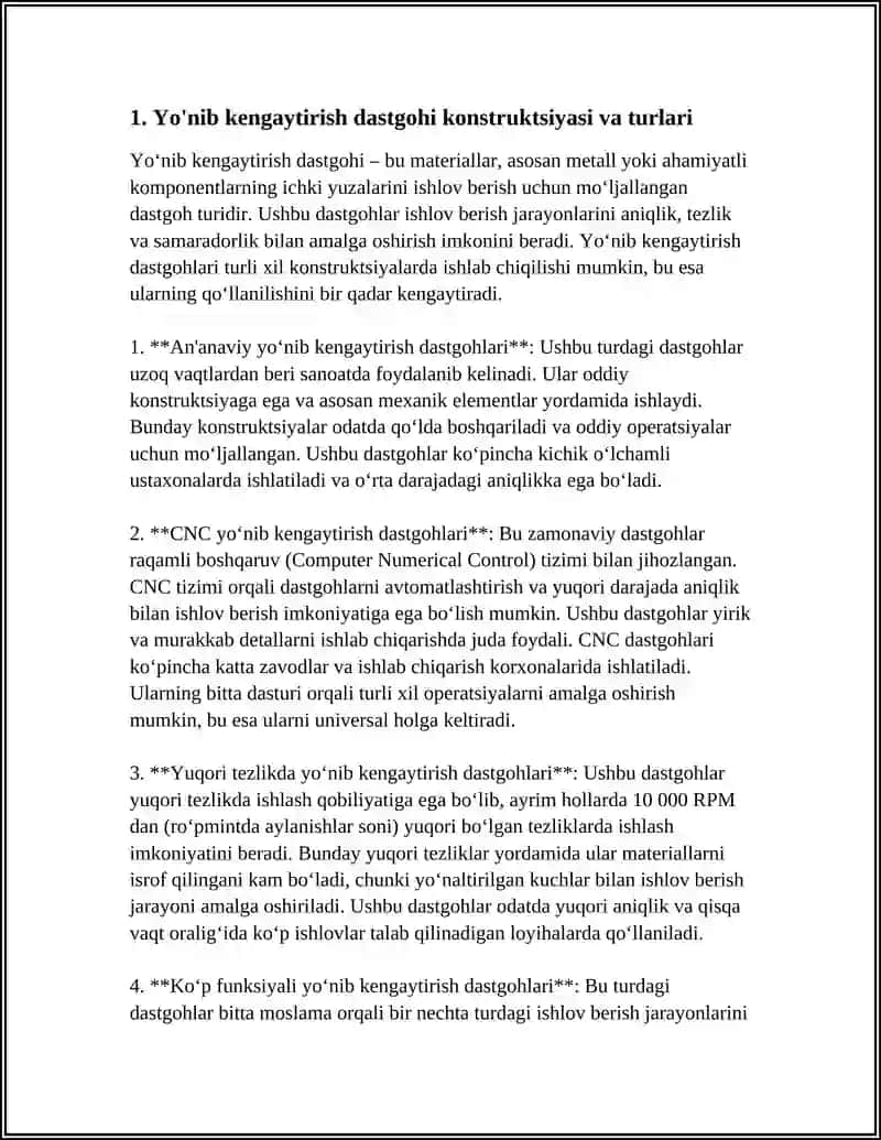Yo‘nib kengaytirish dastgohi va ularda ichki yuzlarga ishlov berish 3