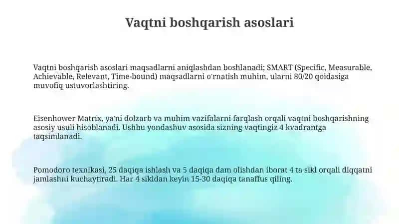Vaqt boshqarish, sinxronizatsiya va scheduling algoritmlari 3