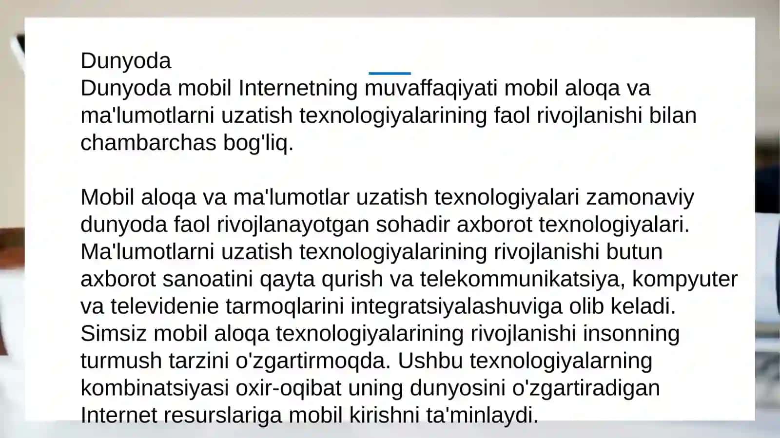 Mobil internet texnologiyalari 3