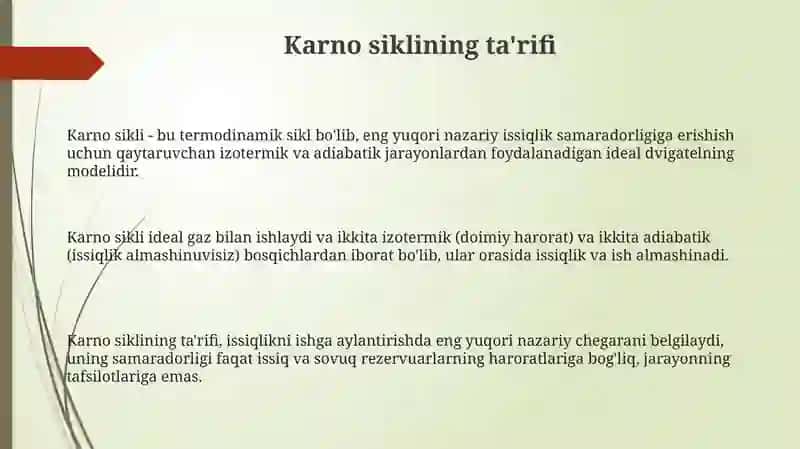 Karno sikli va foydali ish koeffitsienti 3