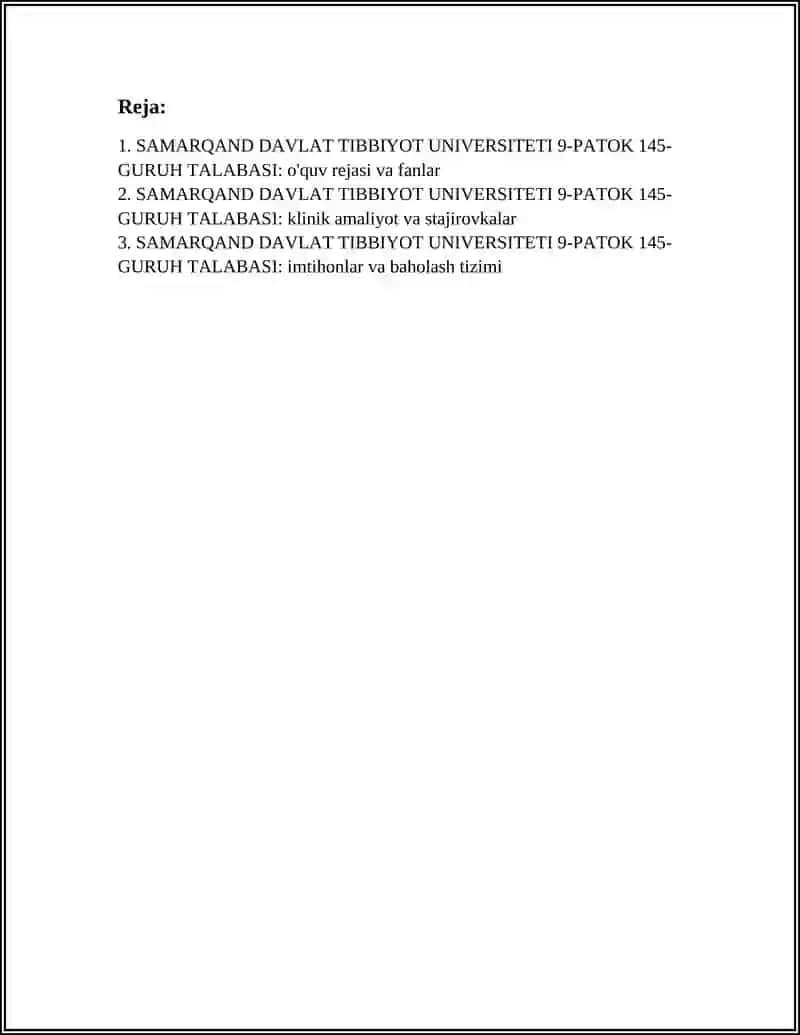 SAMARQAND DAVLAT TIBBIYOT UNIVERSITETI 9-PATOK 145-GURUH TALABASI 3