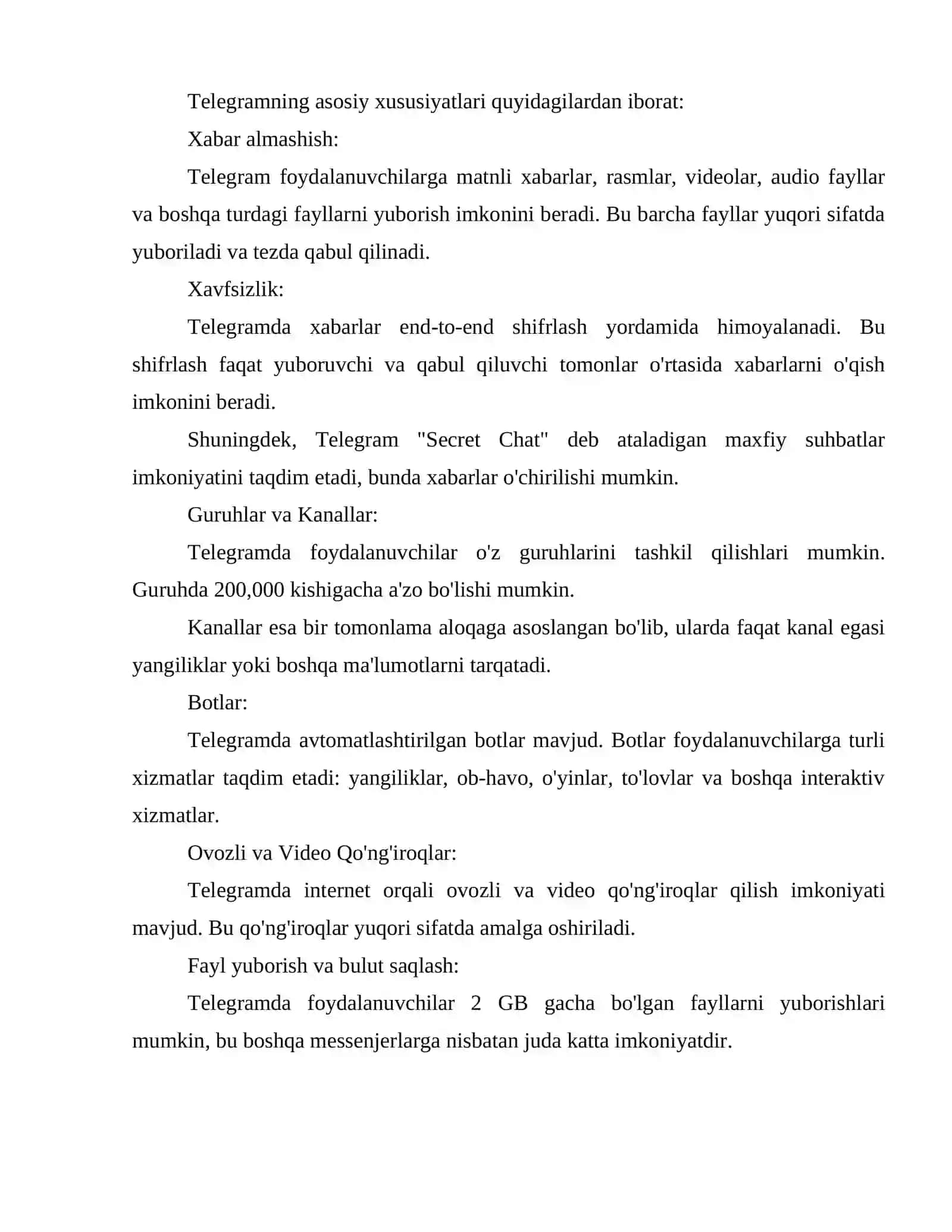 Telegram dasturi va uning imkoniyatlari 3