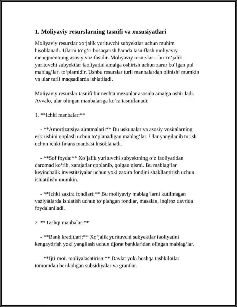 XO‘JALIK YURITUVCHI SUBYEKTLAR MOLIYAVIY RESURSLARI 3