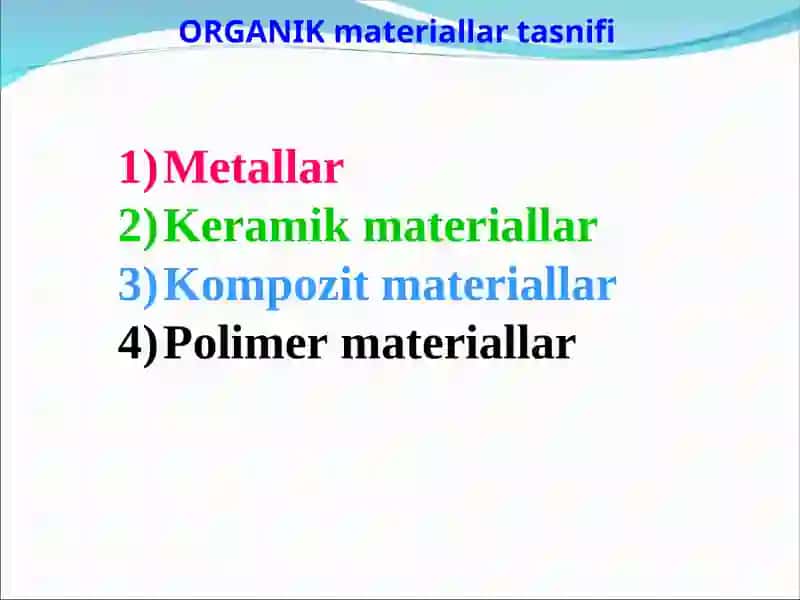 BIOTIBBIY MAQSADLAR UCHUN QO‘LLANILADIGAN ZAMONAVIY MATERIALLAR TASNIFI 3
