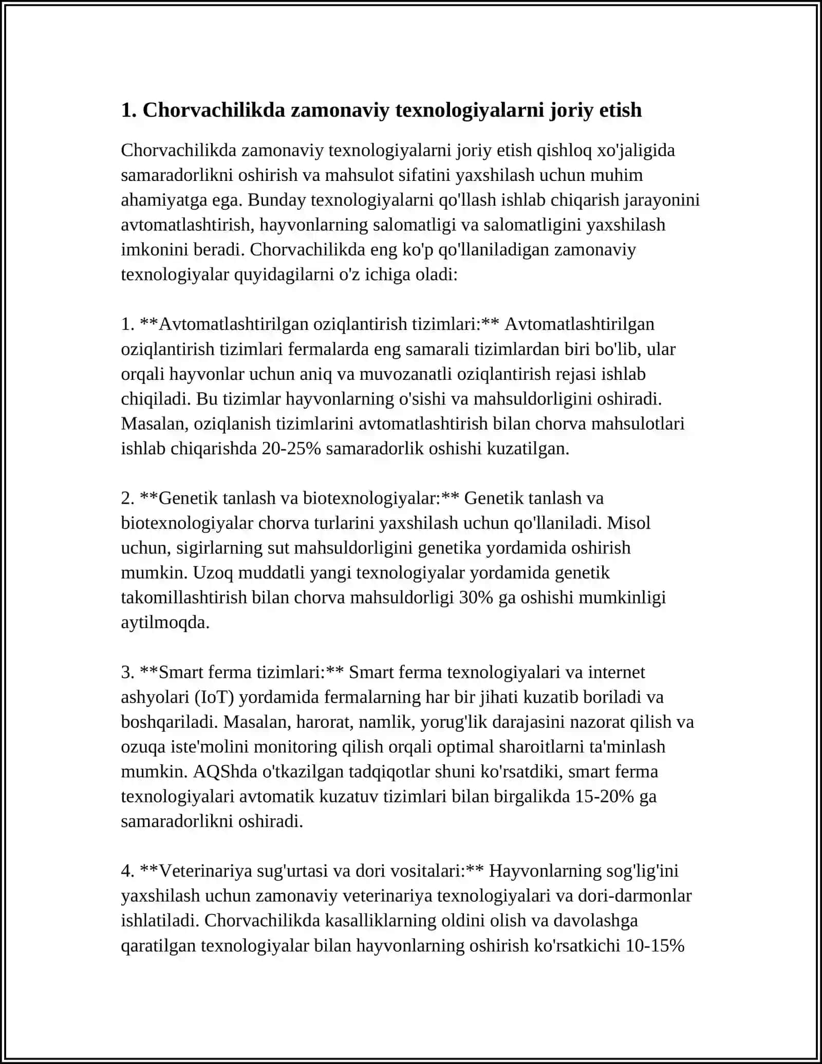 OʻZBEKISTONDA CHORVACHILIKNI RIVOJLANTIRISH ISTIQBOLLARI 2024-2025-o'quv yili 3
