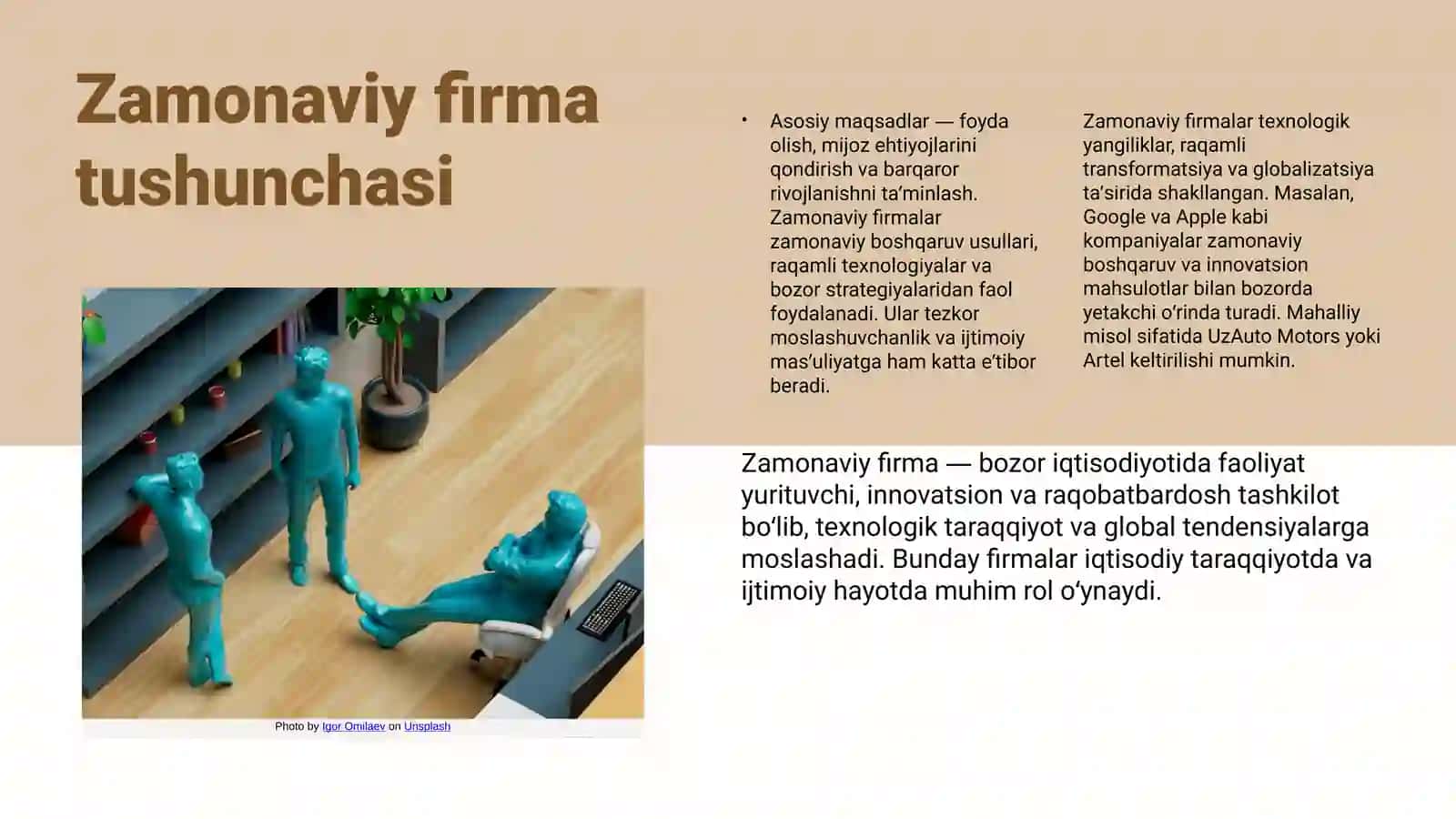 Zamonaviy firmalar va ularning funktsiyalari 3