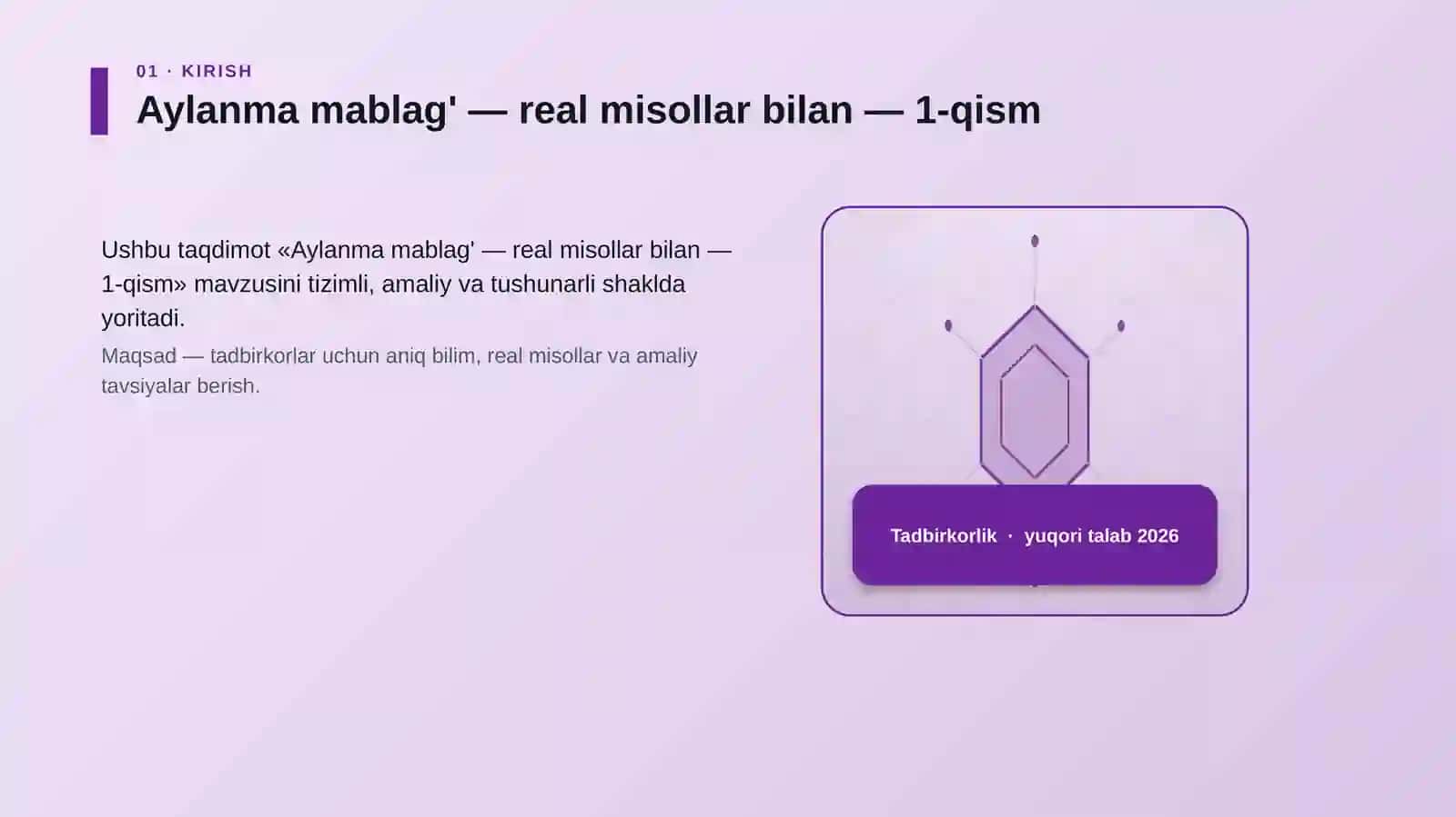 Aylanma mablag' — real misollar bilan — 1-qism 3