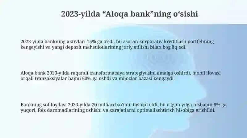Aloqa bankni 2023 2024 yilid oʻsish va kamayish 3