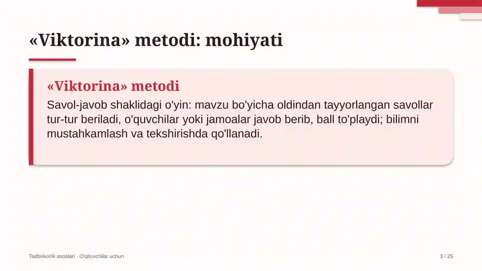 tadbirkorlik asoslari darslarida viktorina metodidan foydalanish 7000 3