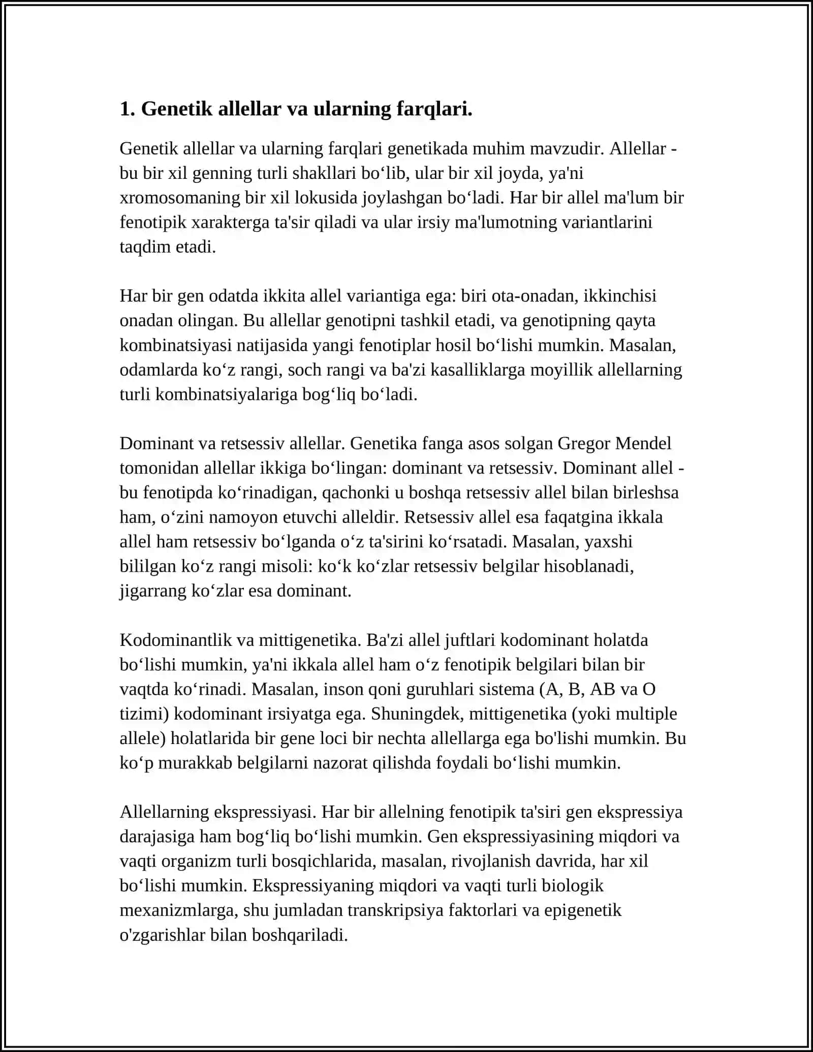 DIDURAGAY VA POLIDURAGAY CHATISHTIRISH.ALLEL BÕLMAGAN GENLARNING ÕZARO TASIRI 3