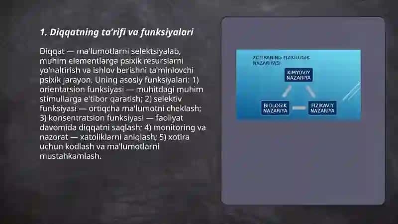 Diqqat va uning fiziologik asoslari. Diqqat turlari va uning xususiyatlari 3
