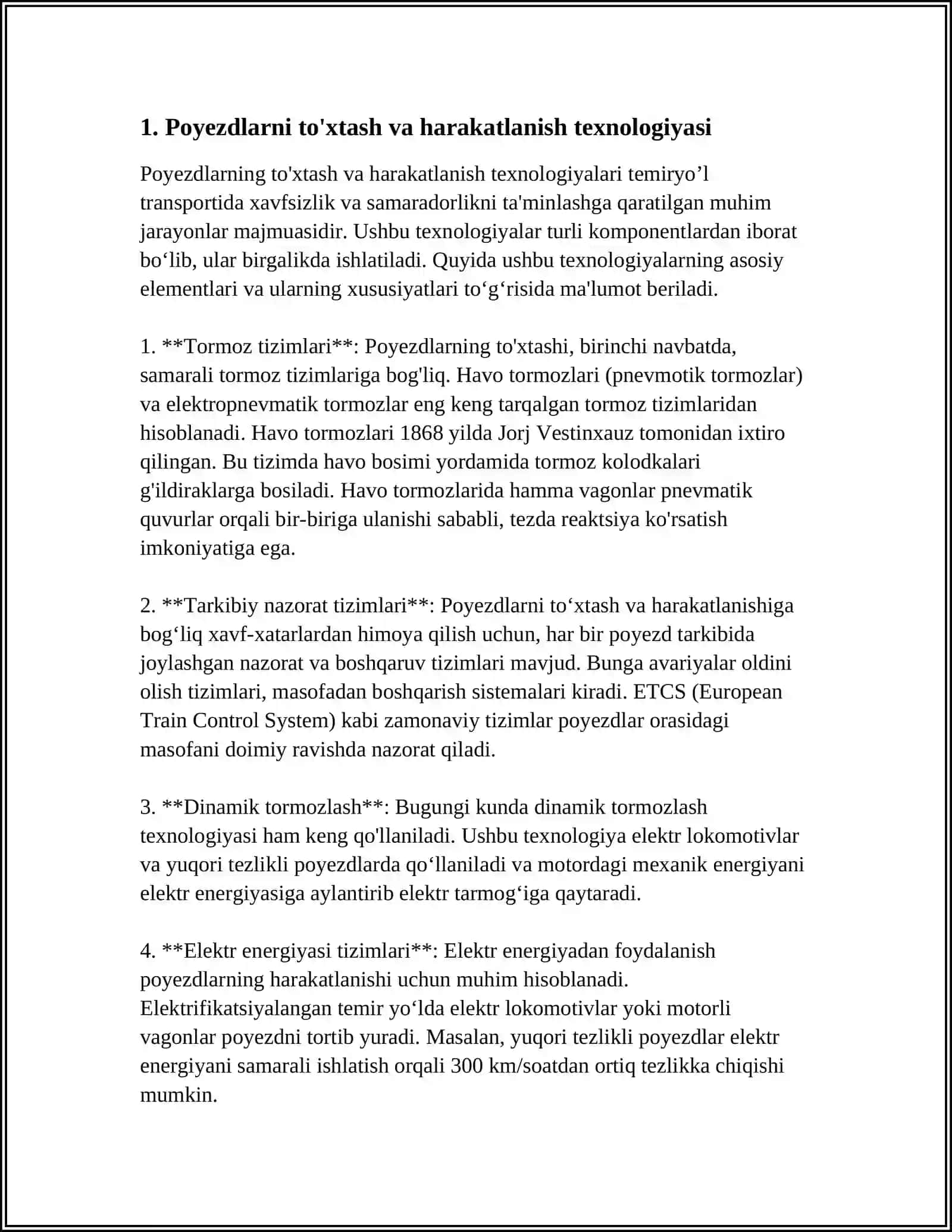 POYEZDLARNI TO'XTASH VA HARAKATLANISH TEXNOLOGIYASI 3