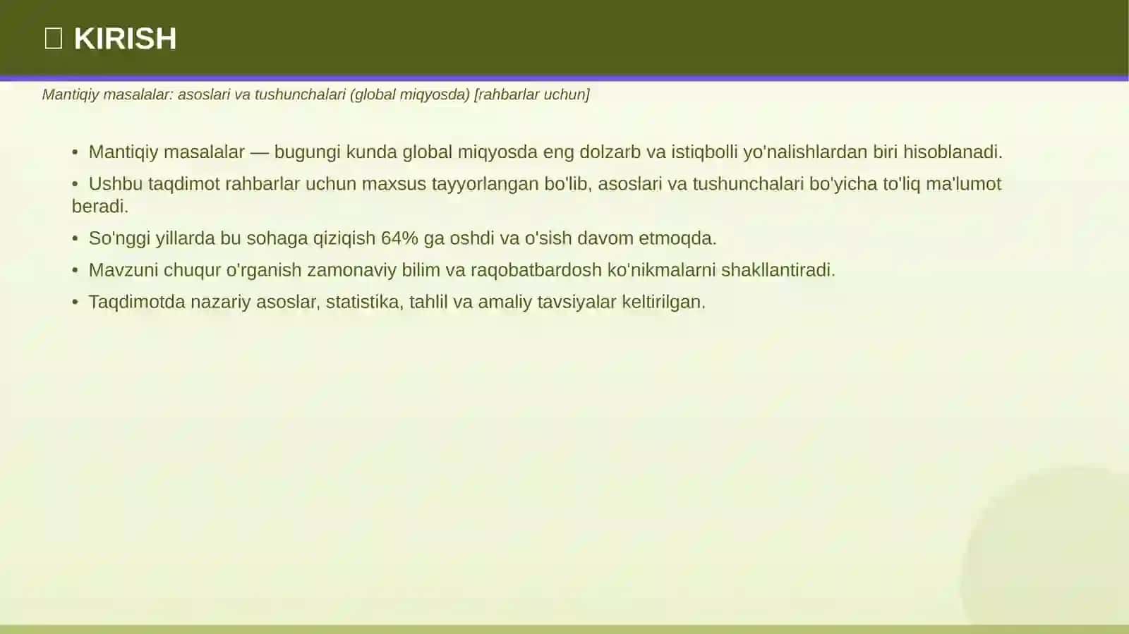 Mantiqiy Masalalar Asoslari va Tushunchalari 3