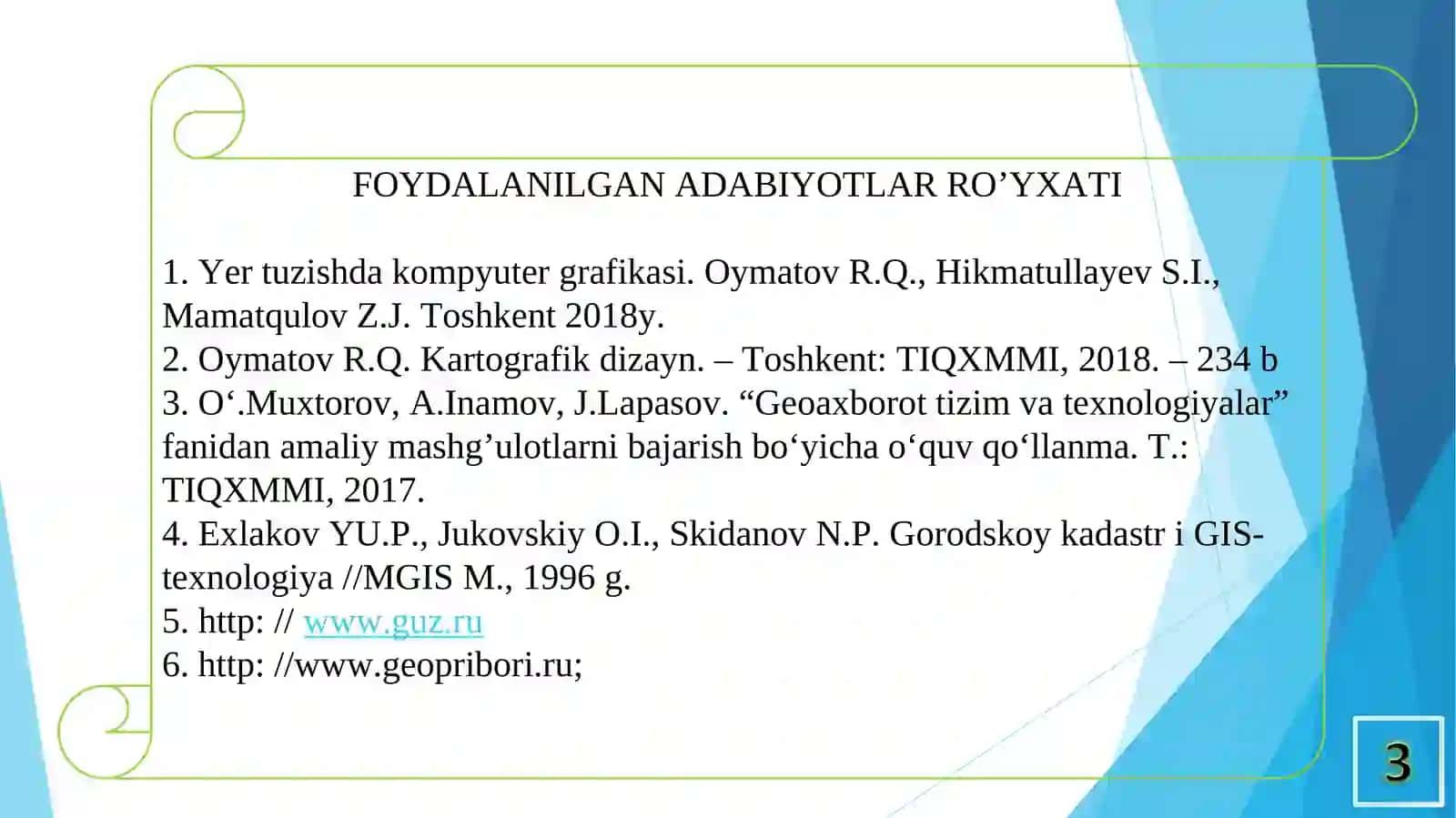 Yerga egalik qilish, yerdan foydalanish planini bo‘yoqlari bilan jihozlash 3