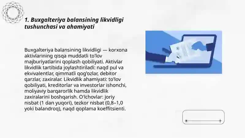 Buxgalteriya balansining likvidligi va korxona to'lov layoqatining tahlili 3