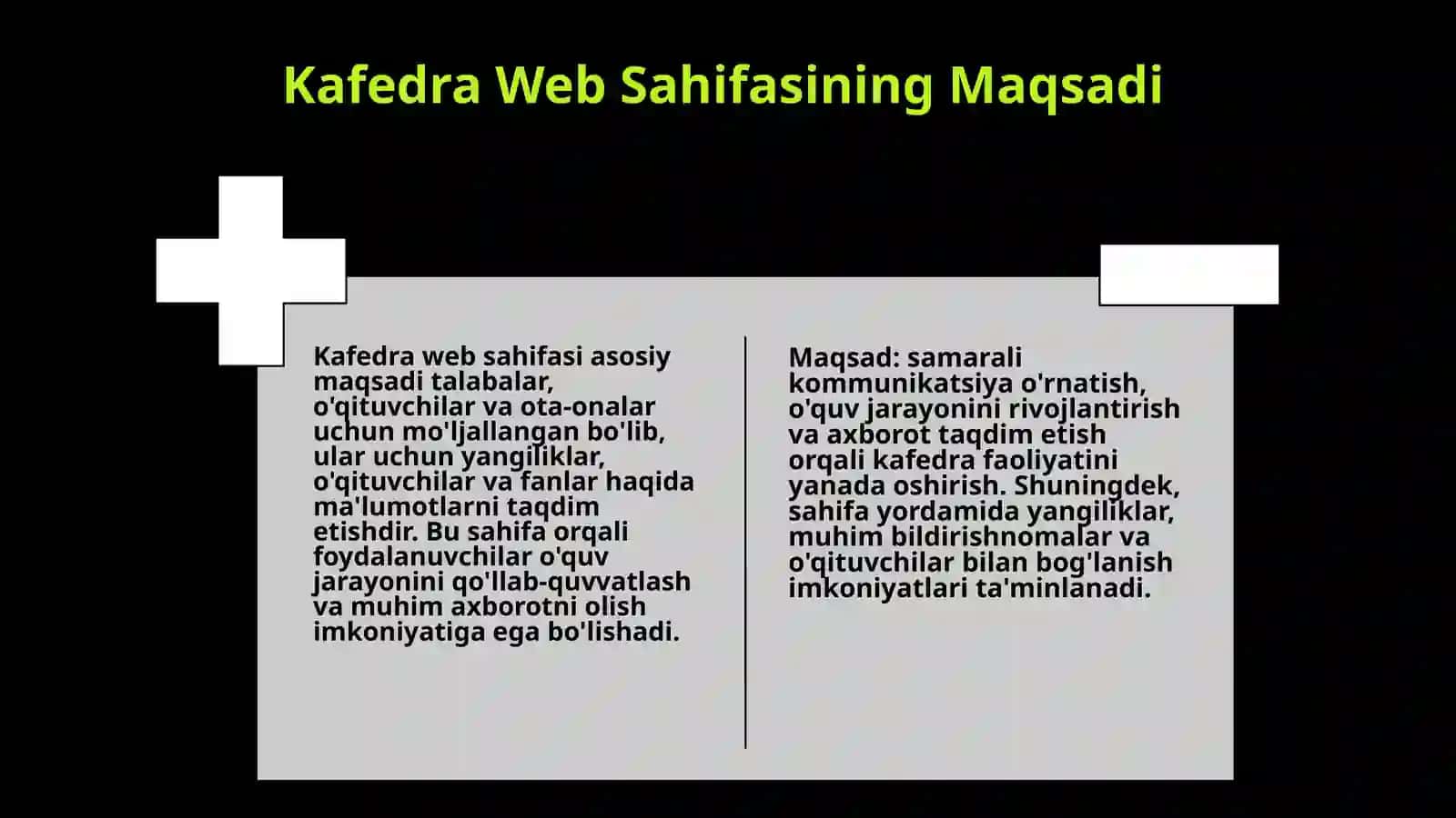 HTML tilida KAFEDRA websahifasini yaratish 3