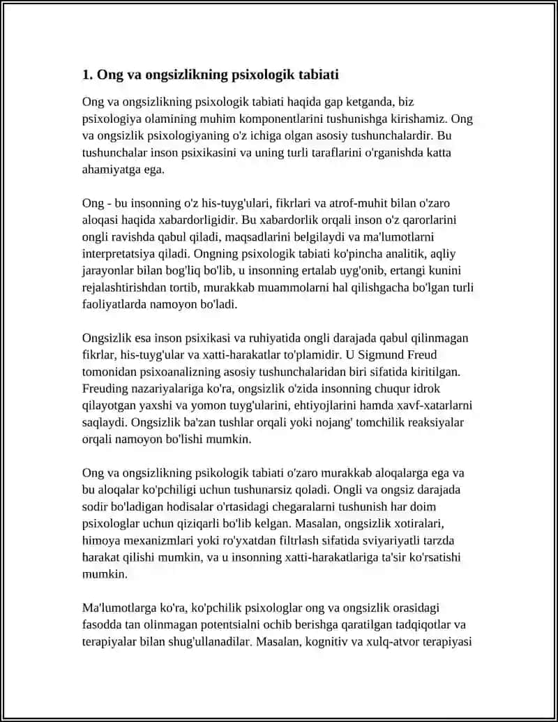 PSIXIK AKS ETTIRISH. ONGLILIK VA ONGSIZLIK 3