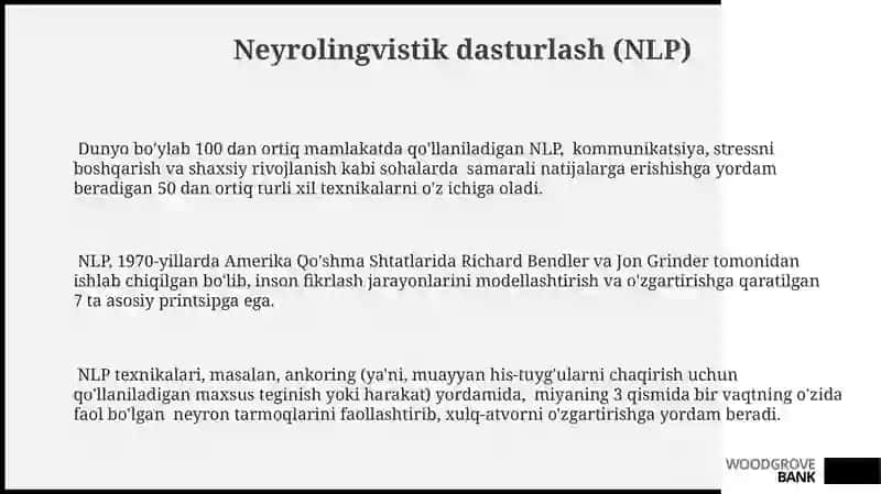 Neyrolingvistik dasturlash (NLP) 3