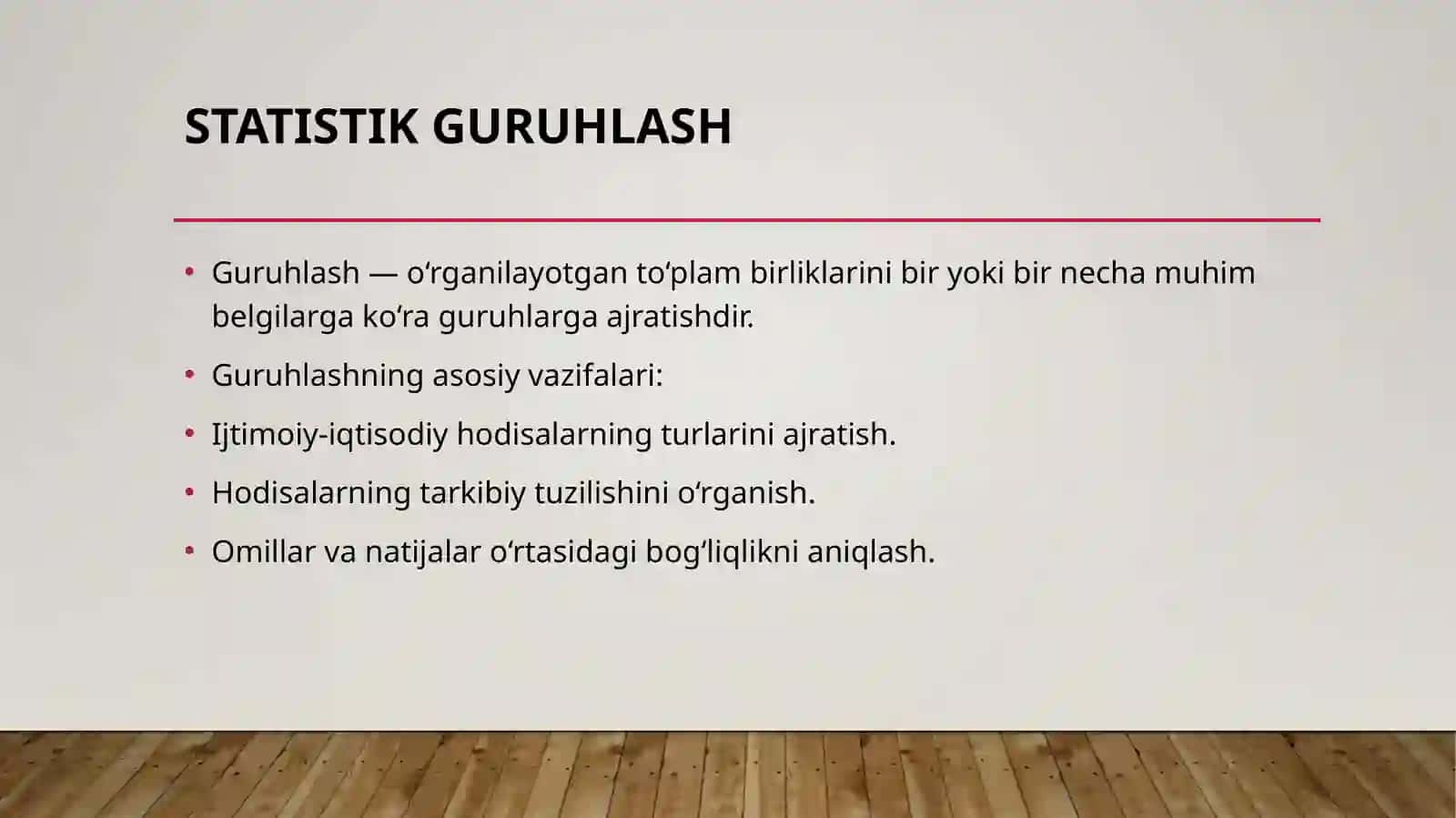 Statistik ma’lumotlarni jamlash (svodkalash), guruhlash va jadvallarda ifodalash 3