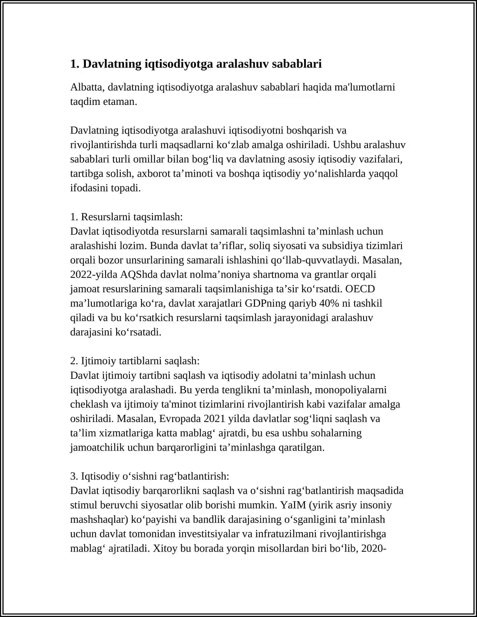 BOZOR IQTISODIYOTINI DAVLAT TOMONIDAN TARTIBGA SOLISH 3
