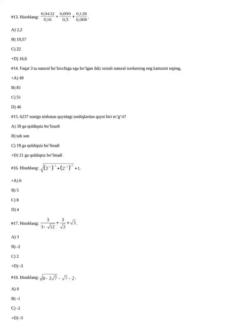 Matematikadan 30 talik test 3