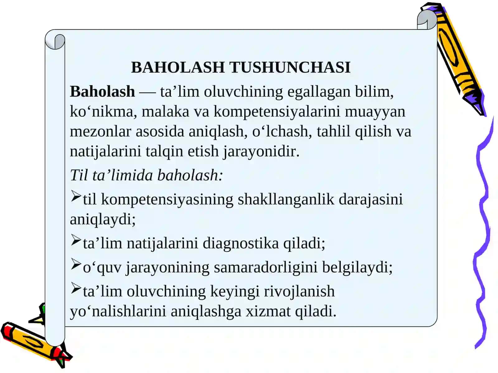 Til o‘qitishda bilimni baholash 3