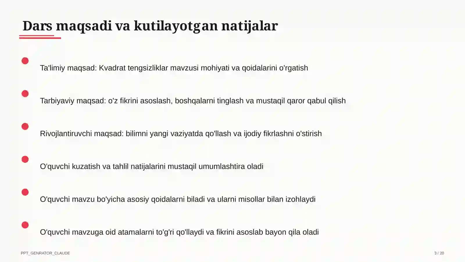 Kvadrat tengsizliklar (9-sinf) 3