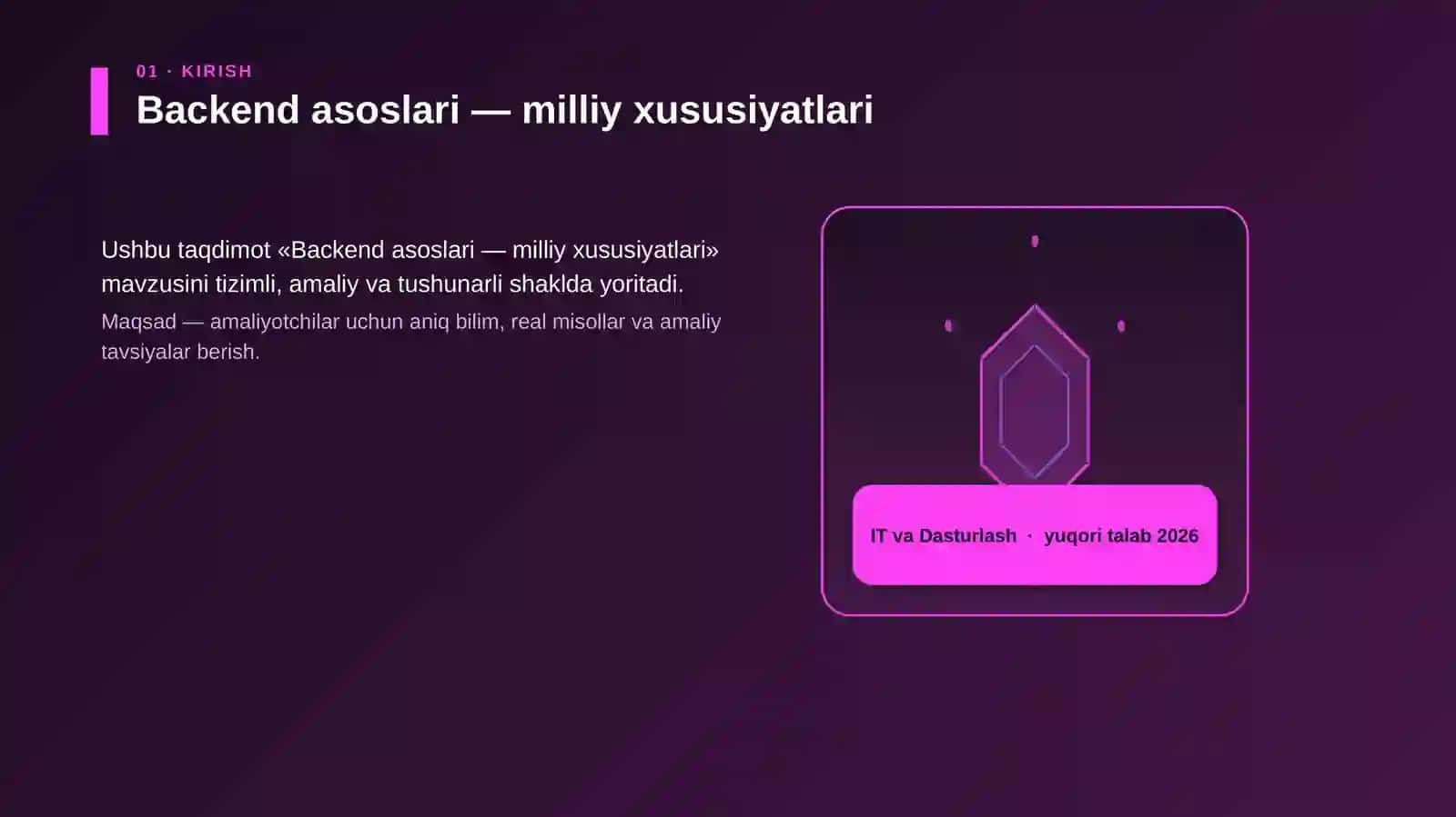 Backend asoslari — milliy xususiyatlari 3
