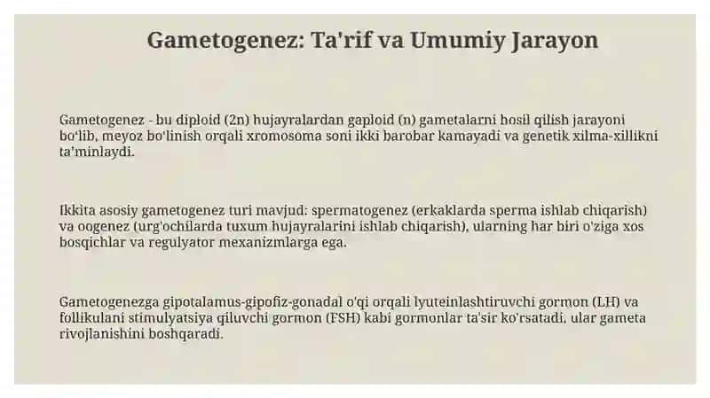 Gametaginez hayvonlarda jinsiy hujayralarning yetilishi 3
