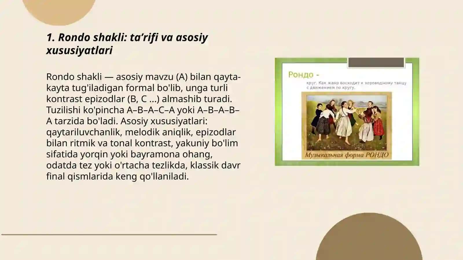 Rondo shakli. Sonata shakli 3