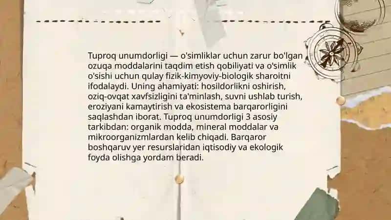 Tuproq unumdorligi va uni boshqarish 3