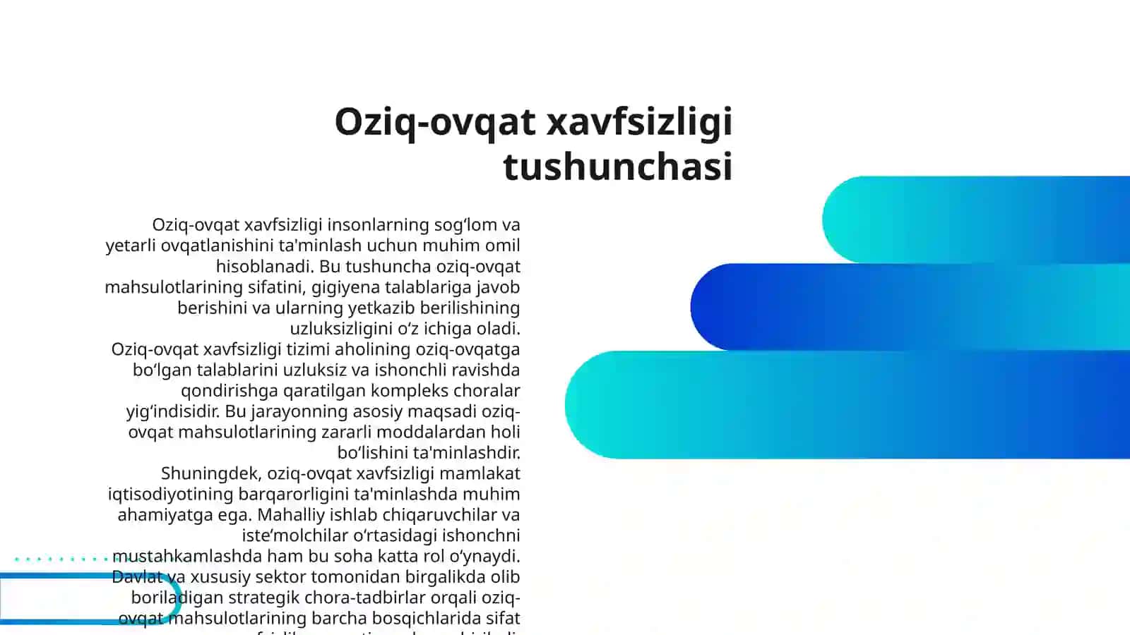 OʻZBEKISTON RESPUBLIKASIDA OZIQ-OVQAT XAVFSIZLIGINI TA’MINLASHNING ASOSIY YUNALISHLARI 3