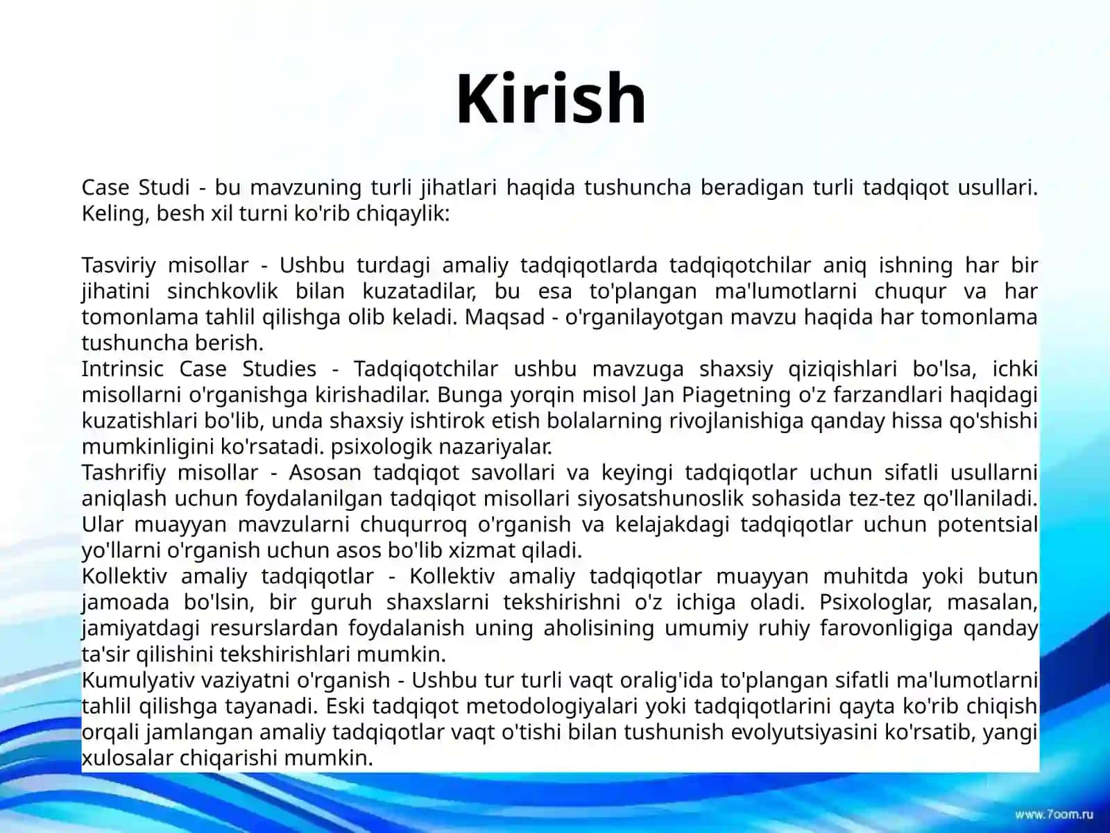 Keys tadqiqotlari sifatli tadqiqot turi sifatida. Keys tadqiqotlari turlari. Case Studini yaratish rejasi. “Grounded theory” (asoslangan nazariya) sifatli tadqiqot turi sifatida asosiy g’oyalar va operatsiyalar 3