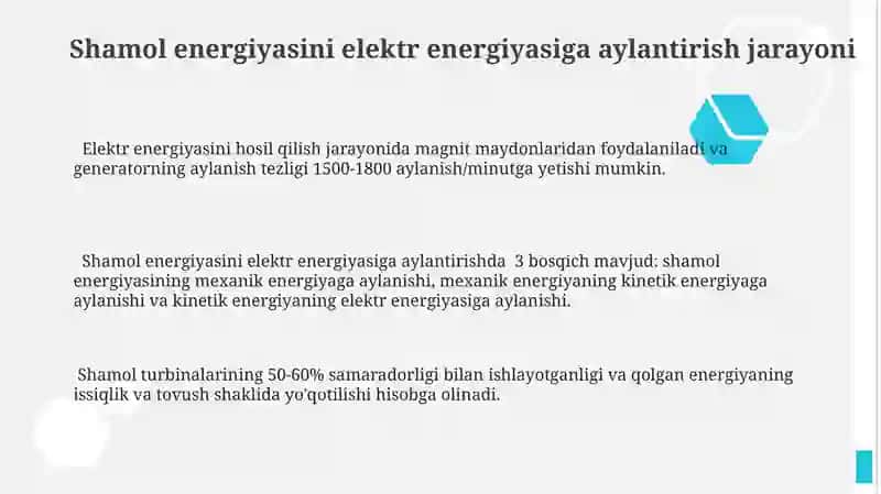 Shamol energiyasini elektr energiyasiga aylantirish jarayoni 3