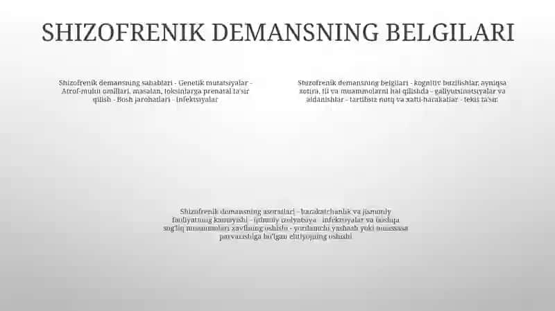 Shizofrenik Demensiyaning Kelib Chiqish Sabablari Va Asoratlari 3