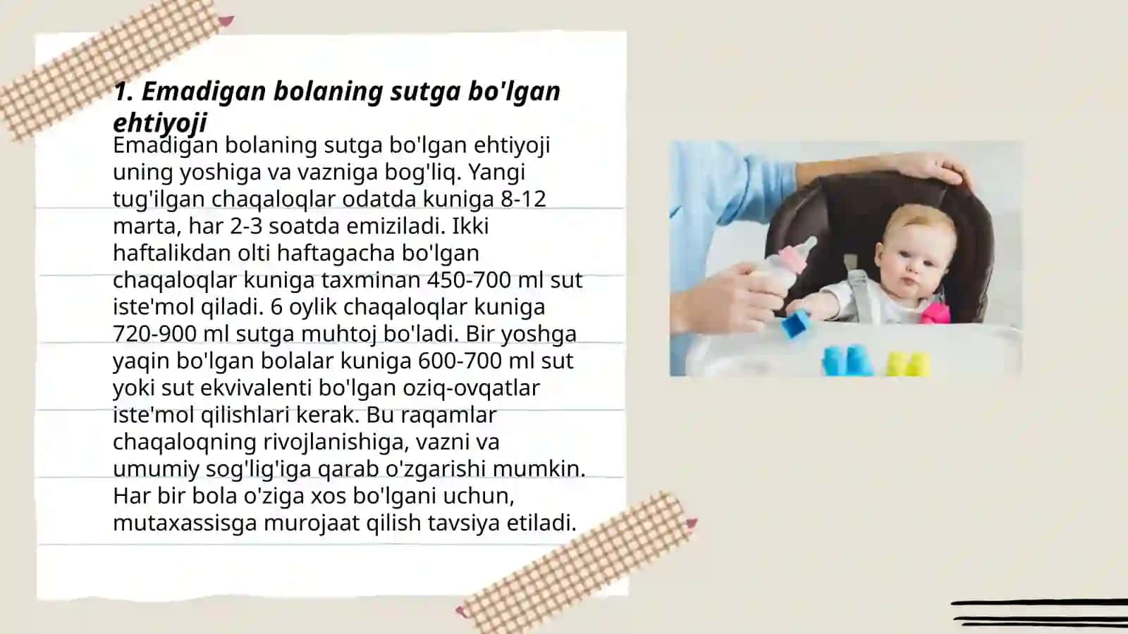 Emadigan bolaga kerak bo'lgan sut miqdorini hisoblash 3