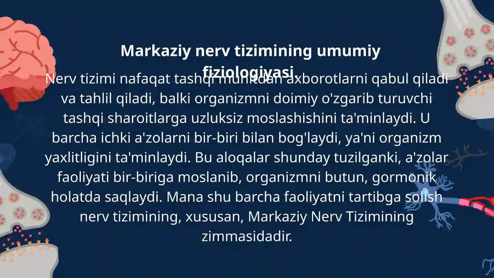 Asab markazlari. Asab markazlarining xossalari. Markaziy nerv tizimining
reflektor tamoyili. 3