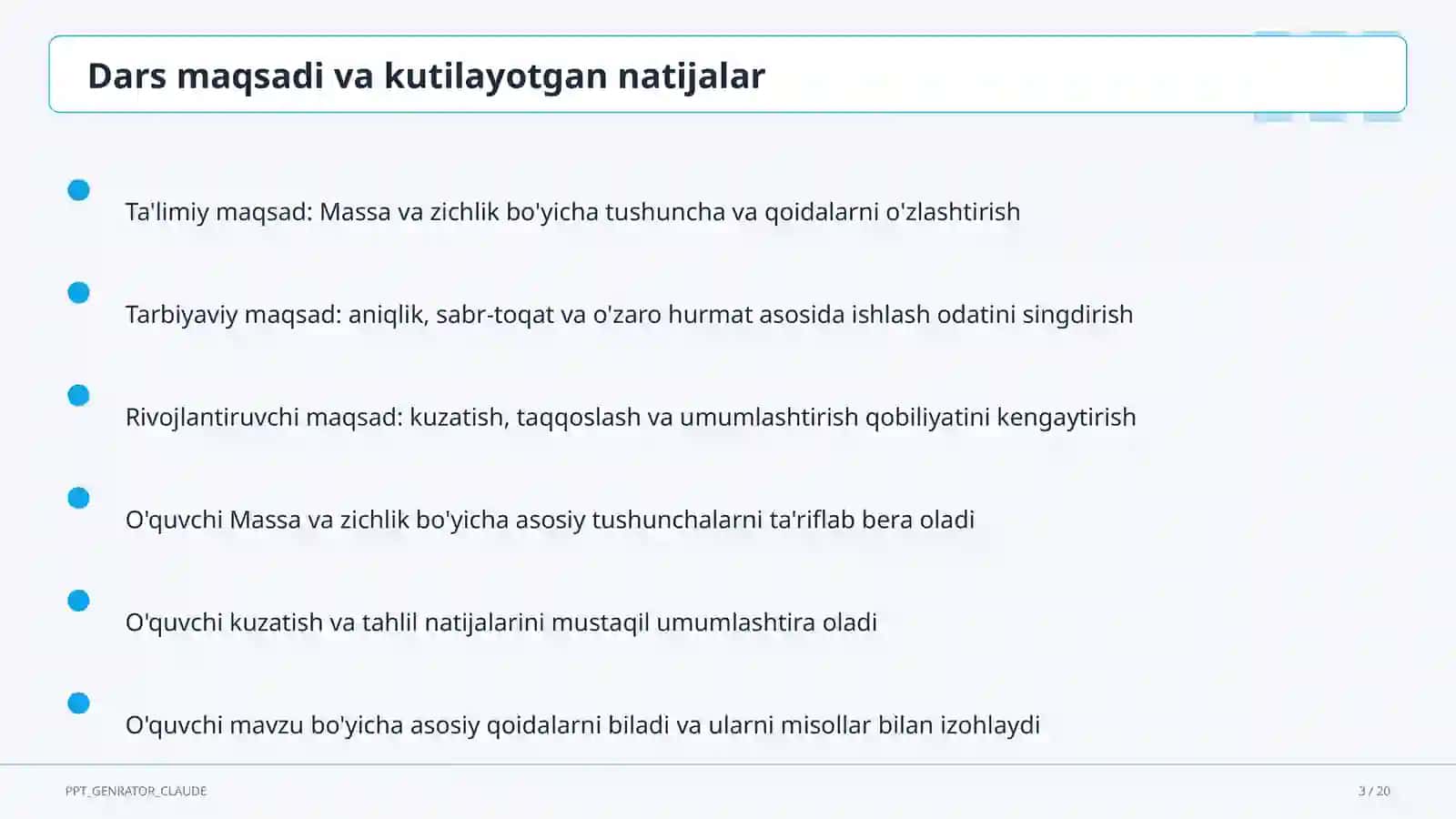 Massa va zichlik (6-sinf) 3