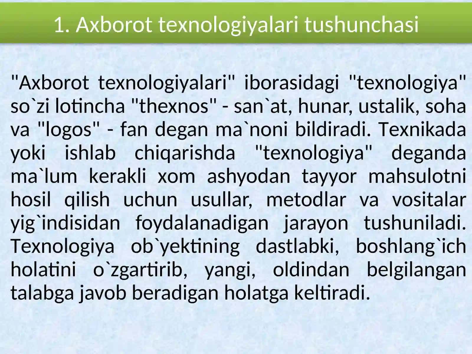 Sohаdа axborot texnologiyalari fanigа kirish. Axborot-kommunikatsiya texnologiyalarining komponentlari 3