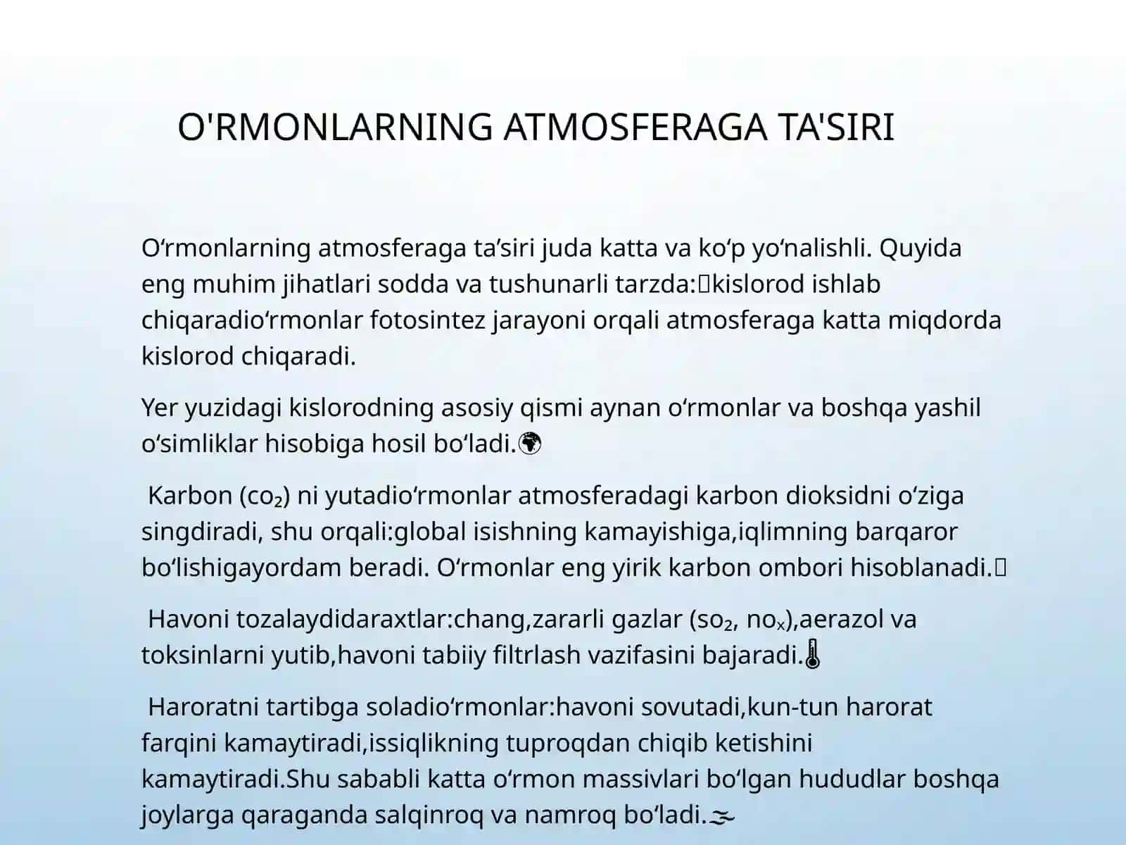 O‘rmonlarning ekologik ahmiyati 3