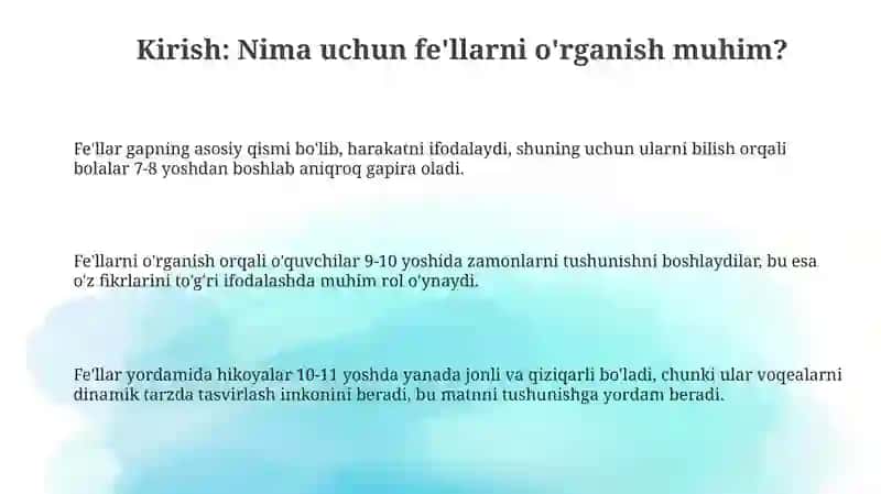 Boshlang‘ich sinflarda fe‘l so‘z turkumini o‘rganishda kreativ metod va usullar 3