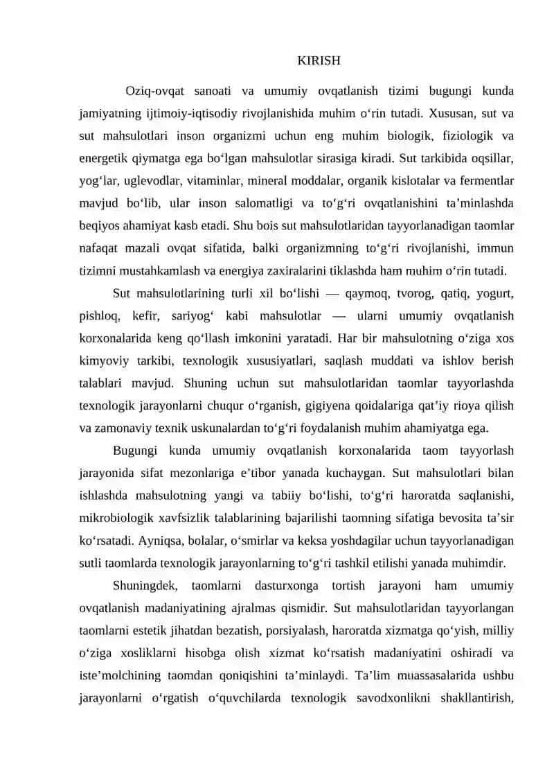 Sut Mahsulotlari va Ulardan Tayyorlanadigan Taomlar 3